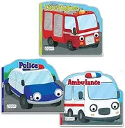 Set of 3 Emergency Transport Vehicles Shaped Board Books (Ambulance, Fire Engine & Police)
