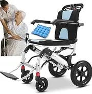 Super Lightweight Transport Wheelchair, 24lbs Portable Folding Travel Transfer Wheelchairs, Travel Wheelchair with Travel Bag, Aluminum Wheelchair for Elderly