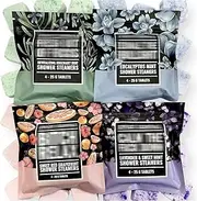 LOVJOYSE Shower Steamers Aromatherapy - Swear Shower Steamers Gift Set, 4 PCS Shower Bombs for Women Aromatherapy SPA Kit,Self Care & Relaxation, Valentines Day Gifts for Women（Four Scents）