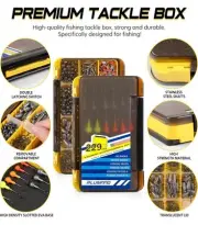 PLUSINNO 229pcs Fishing Gear Accessories Kit, Fishing Tackle Box, Hooks, Weights