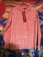 American Girl Doll Girls Tenney Grant Pajama Top￼ XL 18/20 Gingham Plaid