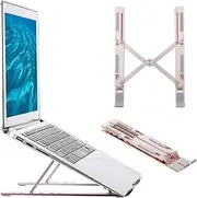 Daseeme 6-Level Adjustable Laptop Stand Portable Aluminum Alloy Laptop Stand Foldable Non-Slip Notebook Holder Rose Gold
