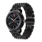 22mm Mens Stainless Steel Butterfly Buckle Watchband For Samsung Gear S3/S2/Sport S4-Black