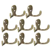 Wall Hooks, 8Pcs - Zinc Alloy Double Prong Retro Hook for Hanging Coat (Bronze)