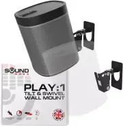 Play 1 Wall Mount, Black, Pair, Compatible with Sonos Play:1 Only, Twin Pack, Ad