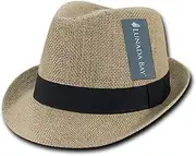 [DECKY] Jute Fedora Hat, Natural/Black, Small/Medium