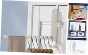 Over The Door Hooks, Foldable Over The Door Drying Rack with 6 Groves & Beige