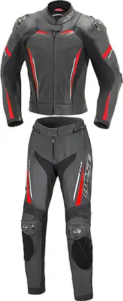 Büse Imola Two Piece Ladies Motorcycle Leather Suit, black-red, Size 40 for Women Black Red