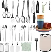 Camping Cooking Utensils Set Camping entials Gear for Camping Kitchen Cooking Grilling Multicolor