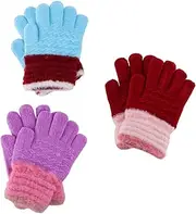 [Yardenfun] 6pcs Boys and Girls Winter Mittens Knitted Gloves Fine Workmanship Warmth for Cold Days Random Color