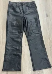 NWT Banana Republic Black Vegan Leather Crop Bootcut Pant-Size 26