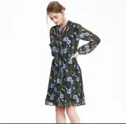 Banana Republic Floral Tie Neck Dress.Color: Moonless Night Size XS 129.00 MSRP