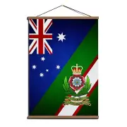 Australian Army Intelligence Corps Decorative Flag Banner; Canvas, Wooden Hanger