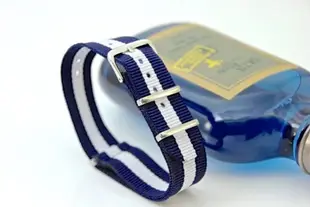 18mm Nylon 尼龍希臘風情藍白色;NATO zulu G10四環時尚軍用錶帶