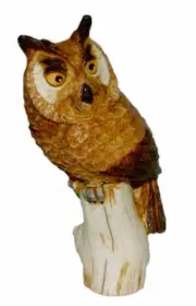 Harmony kingdom art Neil Eyre Designs Barn Hoot Brown Owl on Tree stump