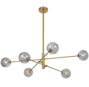 Grayson 6 Light Smooth Smoke Glass Gold Pendant Light