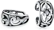 [Bling Jewelry] Celestial Sunflower Flower Leaves Clip Wrap Helix Band Cartilage Ear Cuffs Earrings For Women Teens Non Pierced Ear Oxidized .925 Sterling Silver