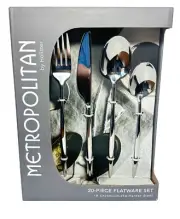 Metropolitan by Holister Hari Forged Stainless Steel 20pc Flatware Set DW GB NEW