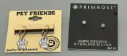 New Cubic Zirconia Sterling Silver Earrings *Primrose *Pet Friends*Studs*Dangles