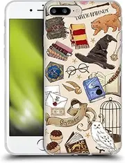 Head Case Designs Officially Licensed Harry Potter Hogwarts Pattern Deathly Hallows XXXVII Gel Case [Military Grade Protection] Compatible with Apple iPhone 7 Plus/iPhone 8 Plus