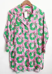 Jaye’s Studio Sleep Shirt Nightgown Boxwood Wreath Bow Pink Green XS 2-4 NWT