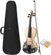 ROWCES 4/4 Acoustic Violin Basswood Topboard Side Back Board Maple Scroll with Carry Case Bow Rosin for Kids Students Beginners