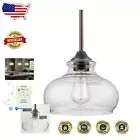 Harlow 9" Modern Industrial Pendant Light with Adjustable Height & Glass Shade