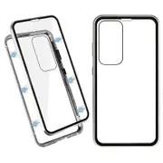 Tempered Glass Phone Case for Samsung Galaxy S23+,Metal Frame Full Body Clear Phone Cover