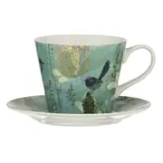 2pc Ashdene New Bone China 340ml Enchanting Banksia Cup & Saucer Set - Green