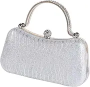 [Covelin] Evening Bag Sparkling Frosted Purses for Women Lady Shiny Party Elegant Handbag Wedding Bag with Chain