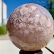 426G Natural Sakura Flower Agate QUARTZ Sphere Crystal Ball Healing