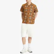 Beams Plus Open Collar Geometric Block Print Shirt