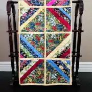 New Handcrafted Double Sided Quilt Hand Pieced Vibrant Scrap-buster String Quilt