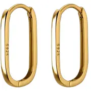 ANYCO Fashion Earrings Gold 925 Sterling Simple Oval Glossy Huggies Ear Buckle for Women Bohemian piercing Jewelry