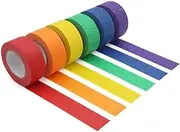 Colored Masking Tape, Colored Painters Tape for Arts & Crafts, Labeling or Coding - Art Supplies for Kids - 6 Different Color Rolls - Masking Tape 1 Inch x 21.9 Yards (2.4cm X 20m)