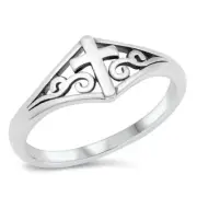Cross Ring Genuine Solid Sterling Silver 925 Oxidized Height 8 mm Sizes 4 - 10