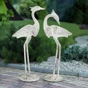 Stylish Aluminum Nature Whimsy Courting Egrets Set of 2 Garden Statue Décor