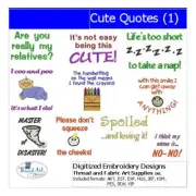 Embroidery Design Set - Cute Quotes(1) - 10 Designs - 9 Formats - USB Stick
