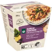 Woolworths Garlic Chicken With Sesame Ginger & Rice Box 350g