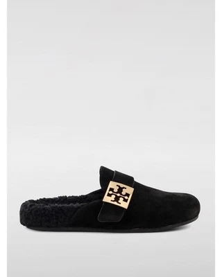 Tory Burch ShearlingLined Suede Mules Women Black Flat Sandals