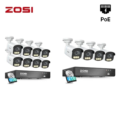 ZOSI 4K 8CH PoE Security 3K Surveillance IP Camera System for 24/7 record 2TB