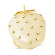 MUST HAVE!! 38.75ctw White Jade STRAWBERRY Ring Vermeil Plated Sterling Size 6