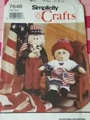 Vintage Simplicity Pattern 7648 Betsy Ross 16" Doll Uncle Sam 18" Doll UNCUT