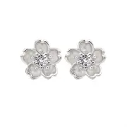 Nevenka Flower Cubic-zirconia Stud Earrings for Women-White