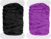 uxcell Chenille Fly Tying Total 10 M, 2 Pack Rayon Chenille Fly Tying Materials Line Fly Thread Supplies for Making Fishing Hook Jig Making Fly Patterns Fly Fishing, Black/Purple