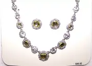 New NAPIER Silver NECKLACE & EARRINGS w/Yellow Faceted, Crystal Rhinestones sets