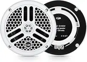 6.5 Inch Marine Boat Speakers - 2 Way Waterproof and Weather Resistant White Speakers for ATV UTV Yacht Boat SPA Golf, 4 Ohm, 240 Max Watts, A Pair 065W (White-No Bluetooth)