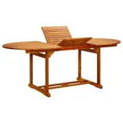 Extending Garden Table Solid Acacia Wood Extendable Tabletop Outdoor Furniture