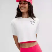 NWT 6 Disney x lululemon All Yours Cropped T-Shirt - White/ Black