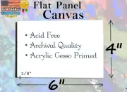6"x4" Flat Panel Canvas Board - Primed White, 100% Cotton, Ready for Painting